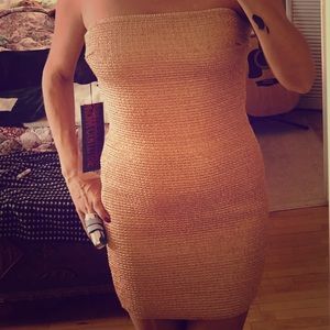 Peach/Tan Strapless Dress